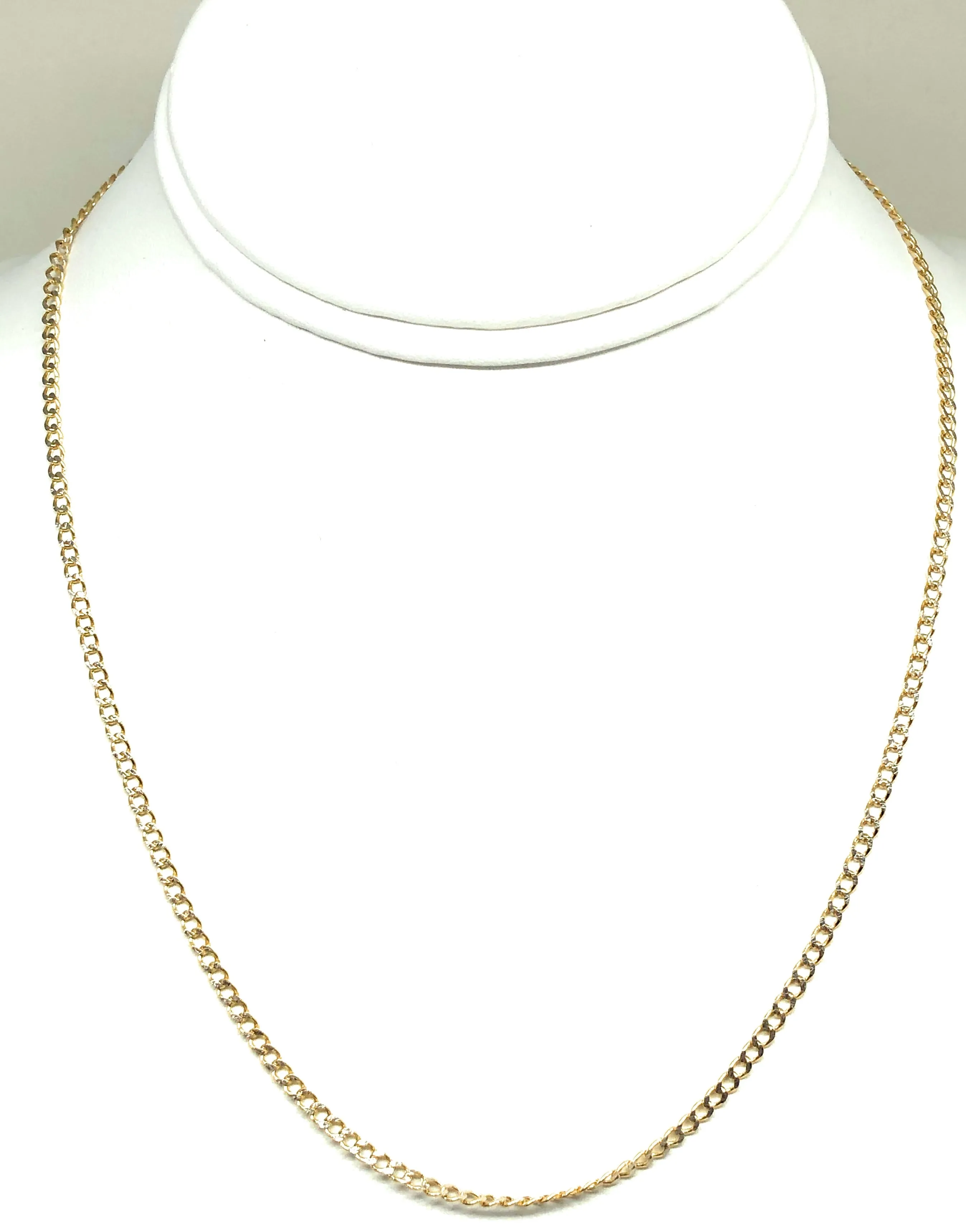 10k Solid Gold Cuban Link Diamond Cut (White Gold) Chain 18-26 inches 2.5mm (Semi-Hollow Style)