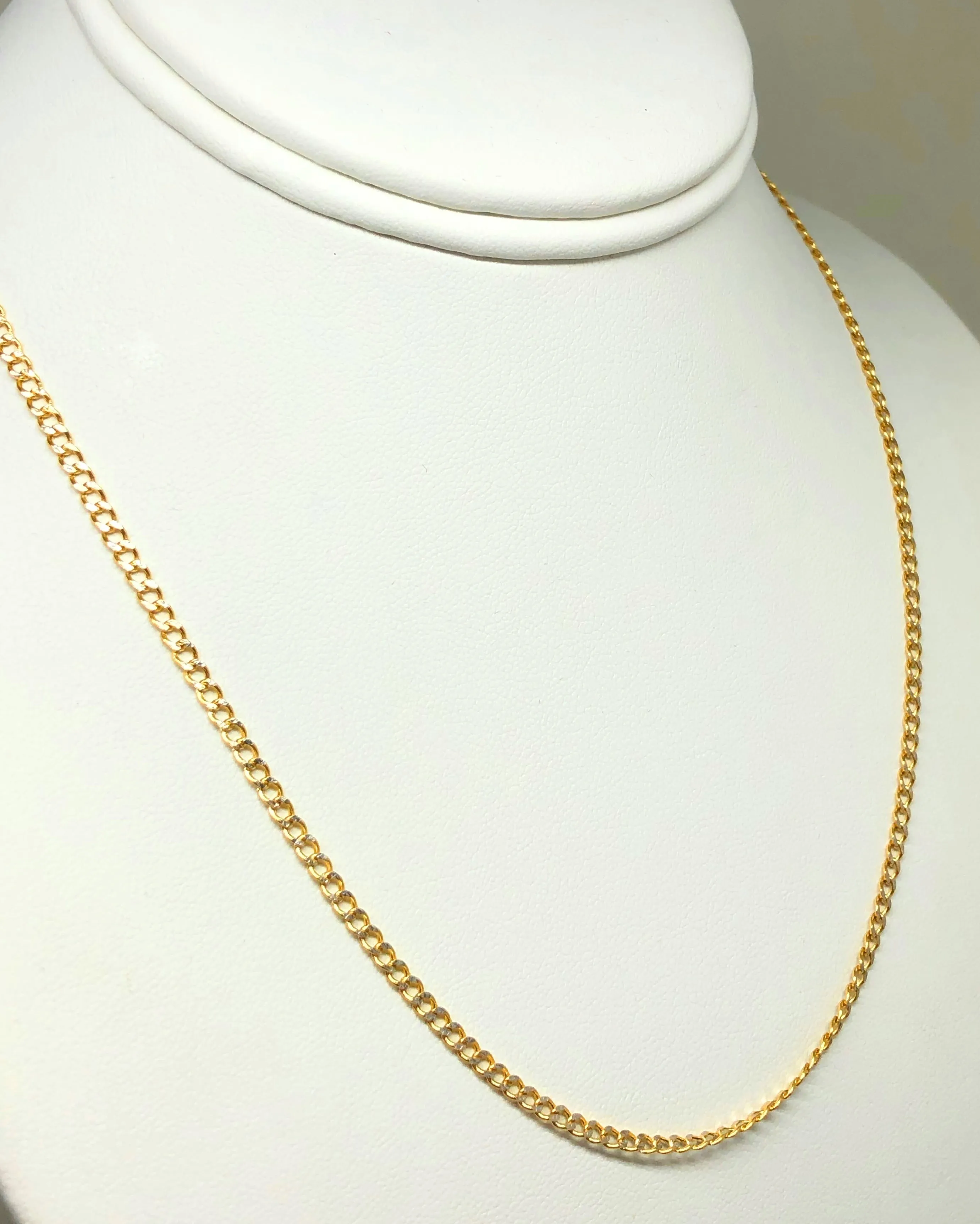 10k Solid Gold Cuban Link Diamond Cut (White Gold) Chain 18-26 inches 2.5mm (Semi-Hollow Style)