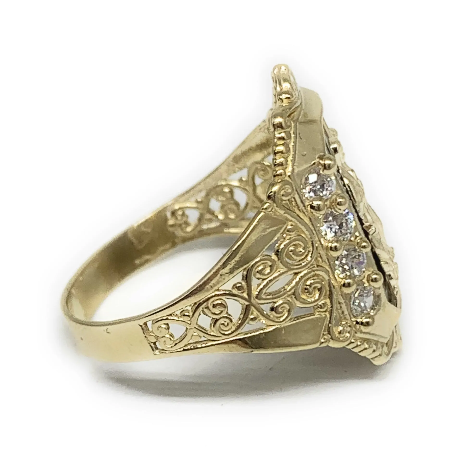 10k Solid Gold Yellow & White Gold Virrgin Mary Elegant  Ring