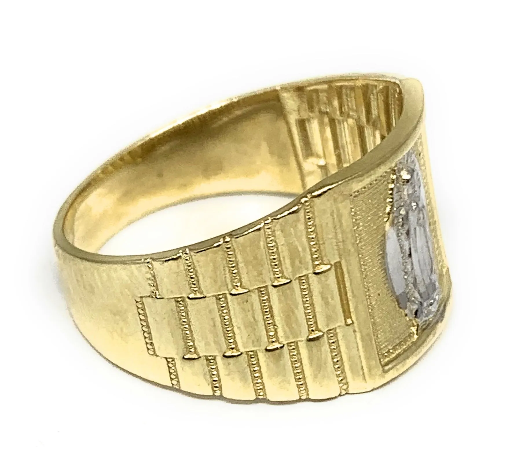 10k Solid Gold Yellow & White Gold Virrgin Mary Ring