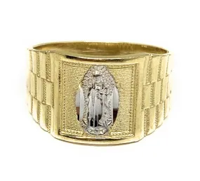 10k Solid Gold Yellow & White Gold Virrgin Mary Ring