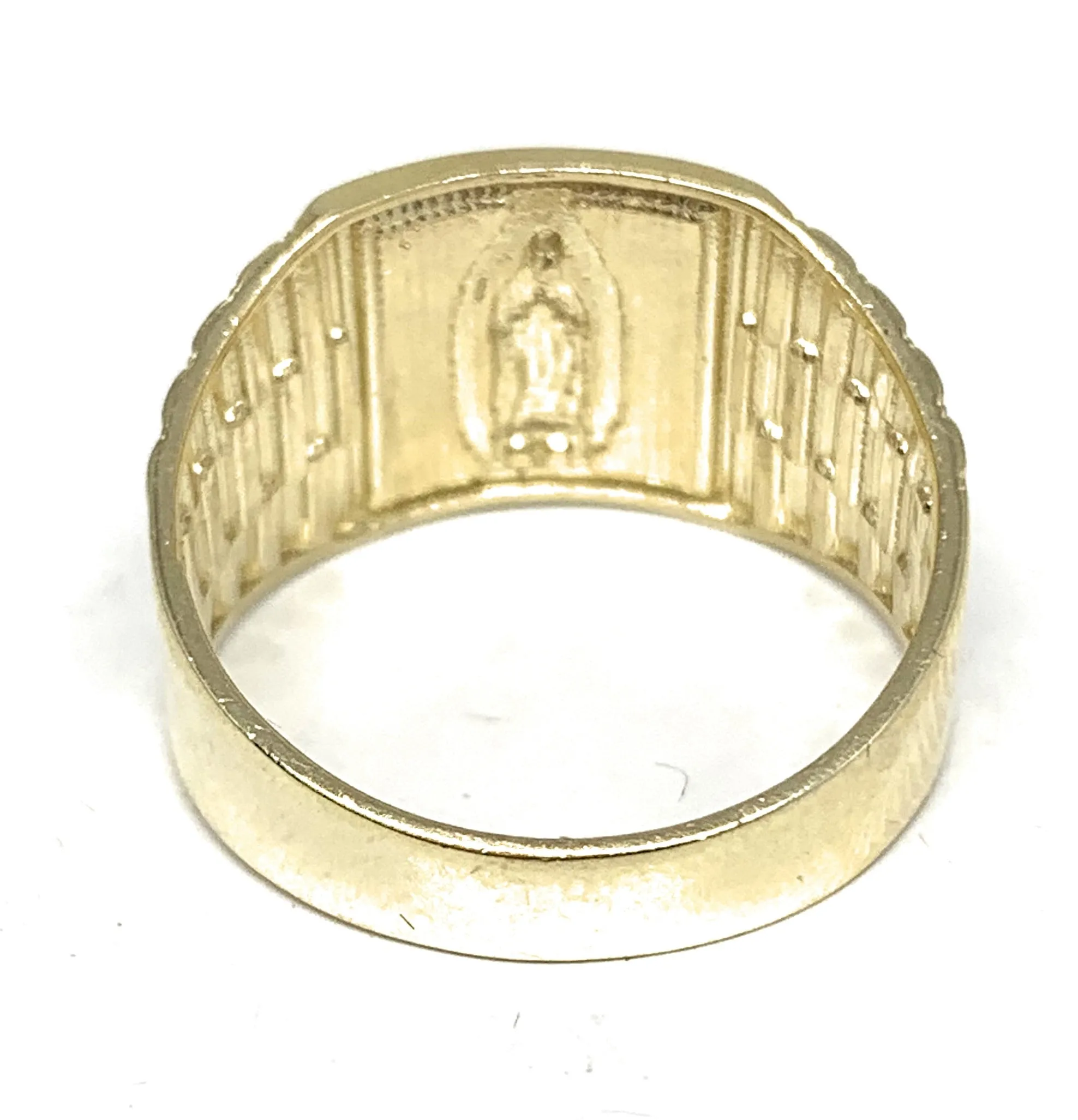 10k Solid Gold Yellow & White Gold Virrgin Mary Ring