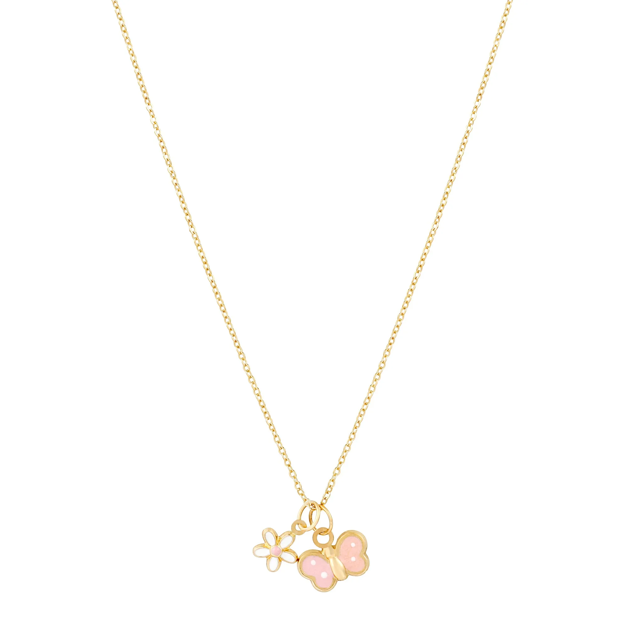 14k Fine Pink Butterfly Necklace