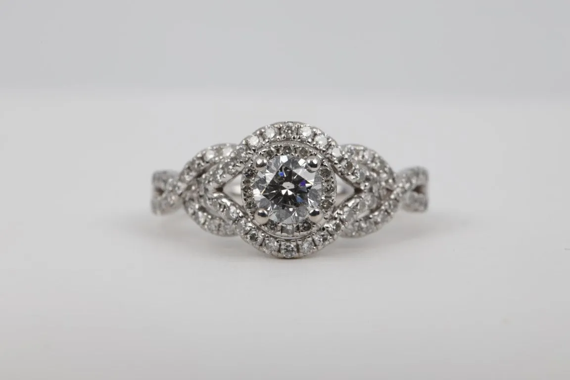 14k White Gold Diamond Engagement Ring Size 7 (5.10g.)