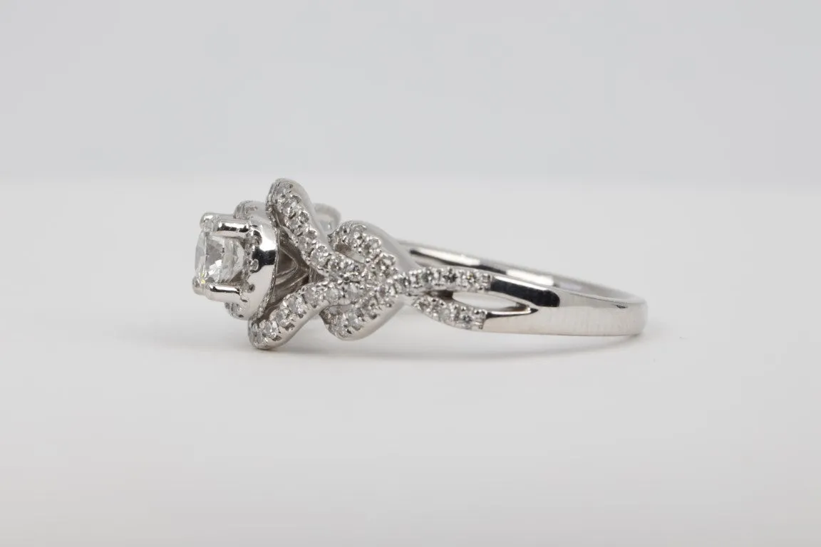 14k White Gold Diamond Engagement Ring Size 7 (5.10g.)