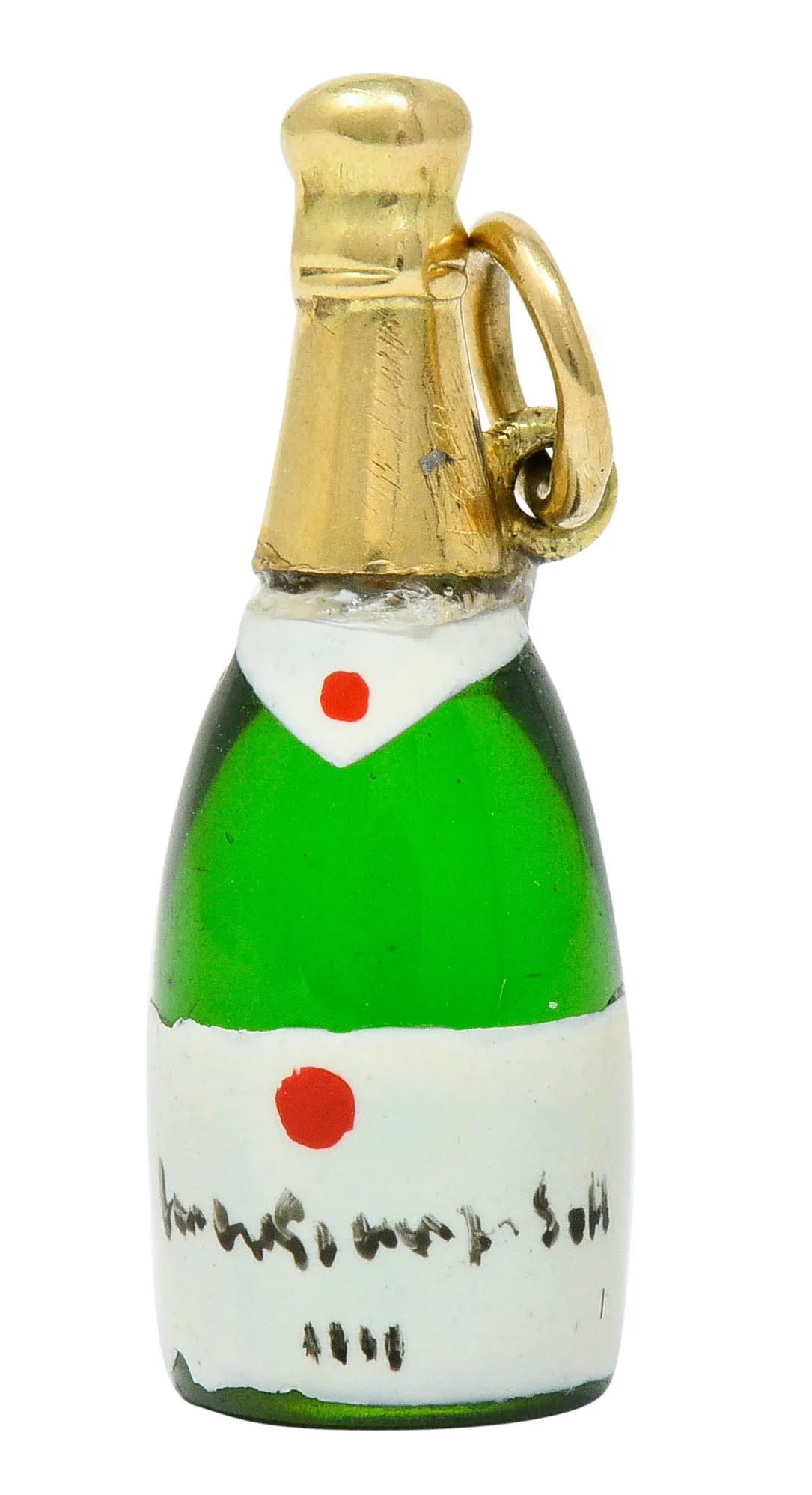 1940's Retro 14 Karat Gold Champagne Bottle Charm