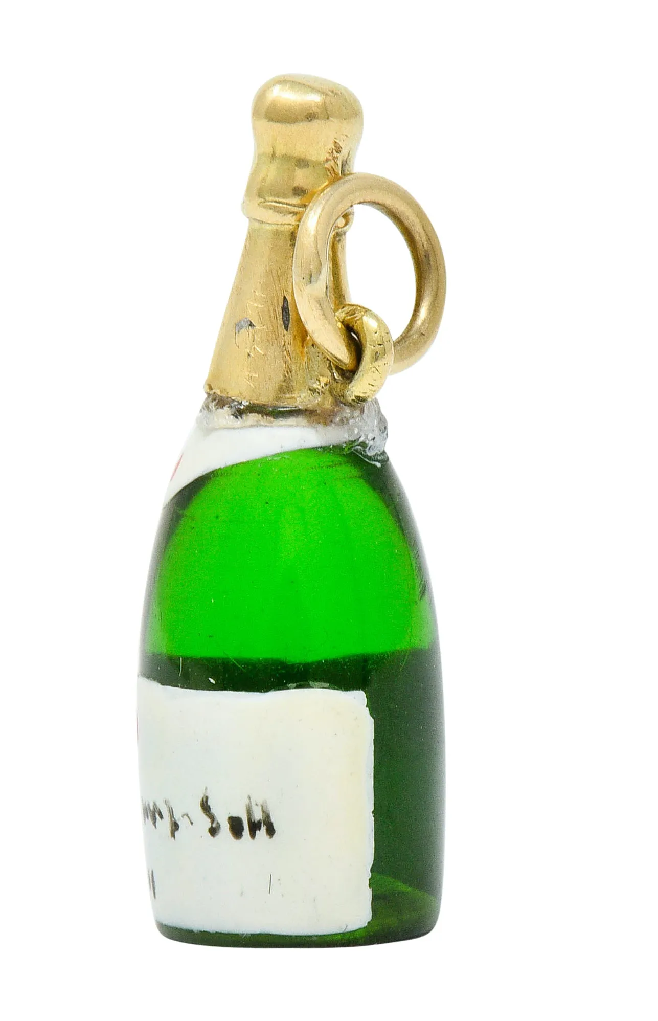 1940's Retro 14 Karat Gold Champagne Bottle Charm