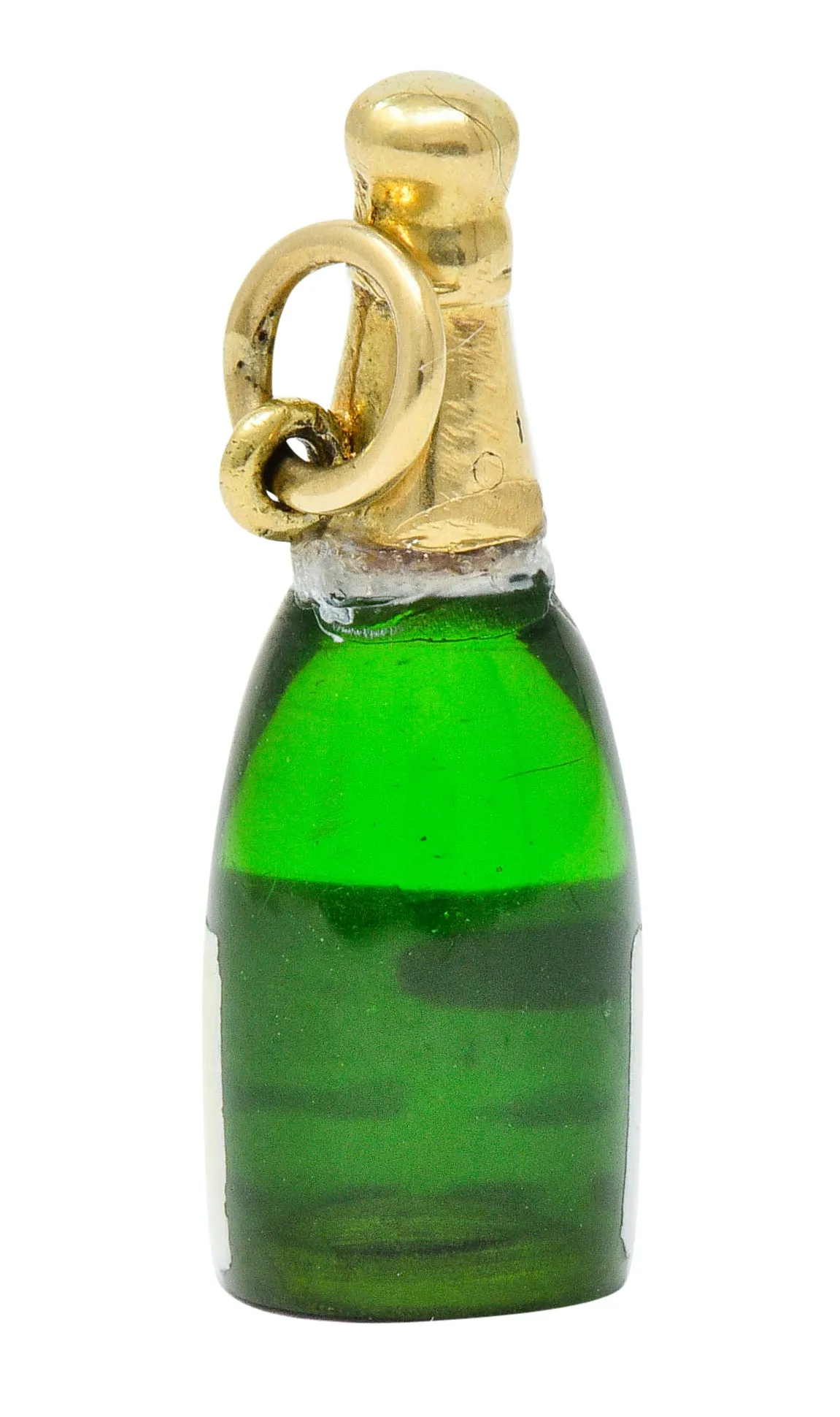 1940's Retro 14 Karat Gold Champagne Bottle Charm