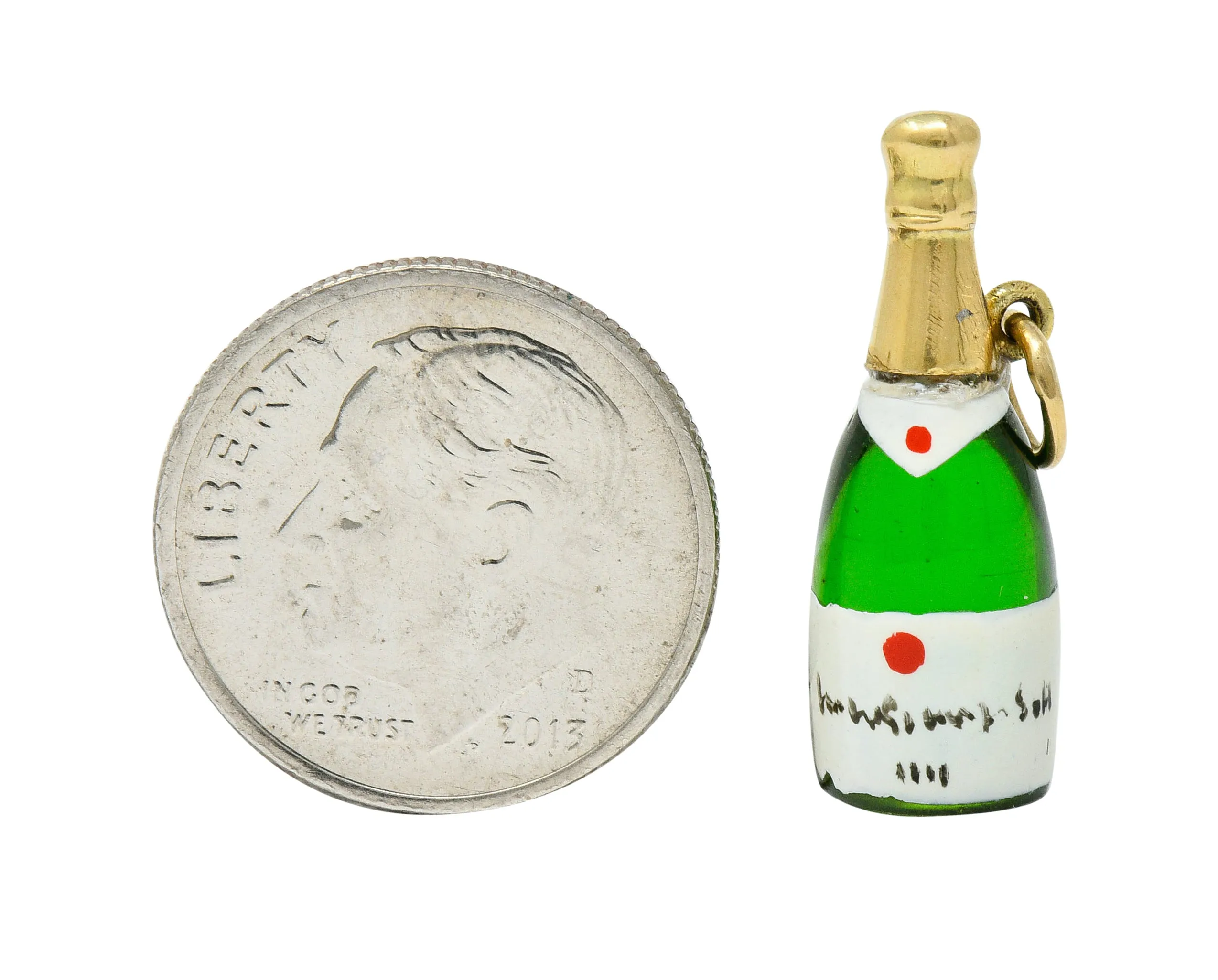 1940's Retro 14 Karat Gold Champagne Bottle Charm