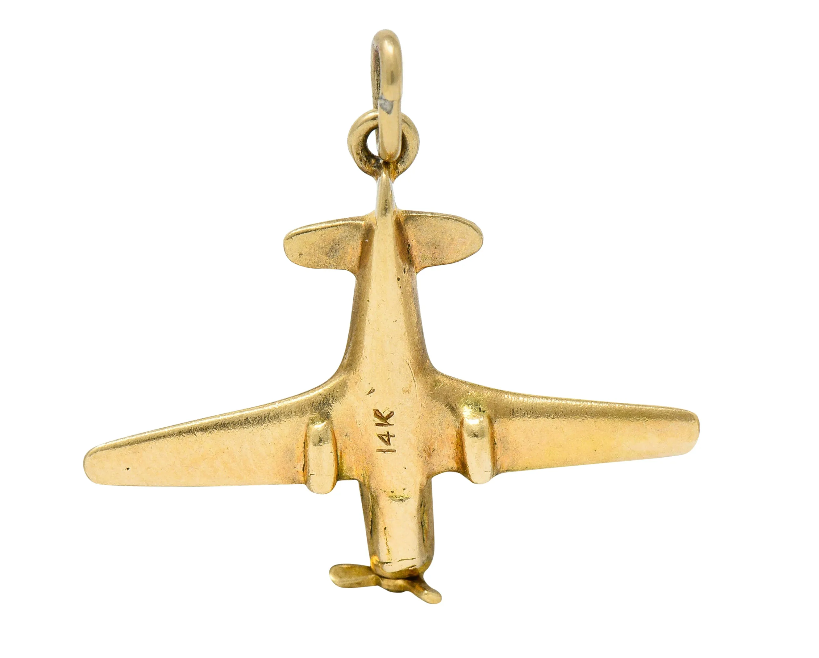 1940's Retro 14 Karat Gold Prop Airplane Charm