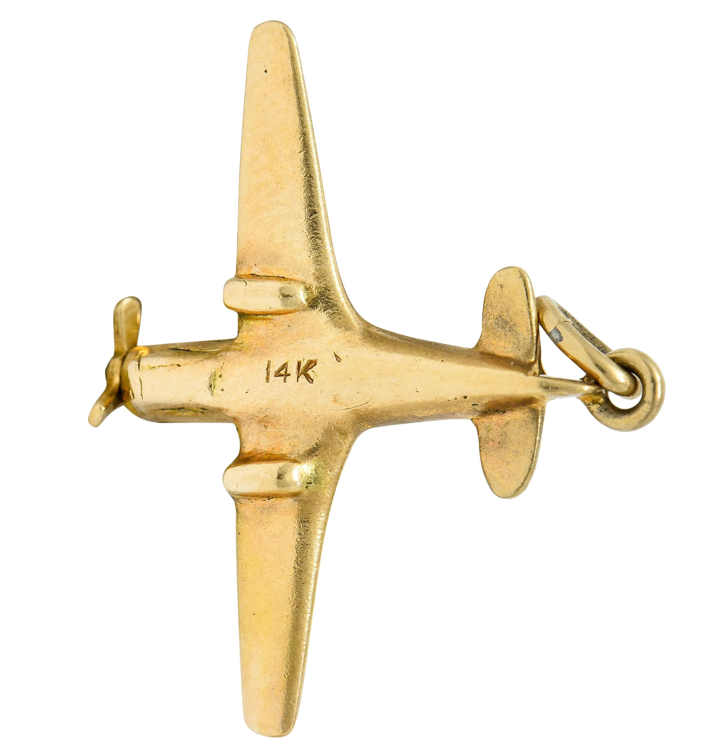 1940's Retro 14 Karat Gold Prop Airplane Charm