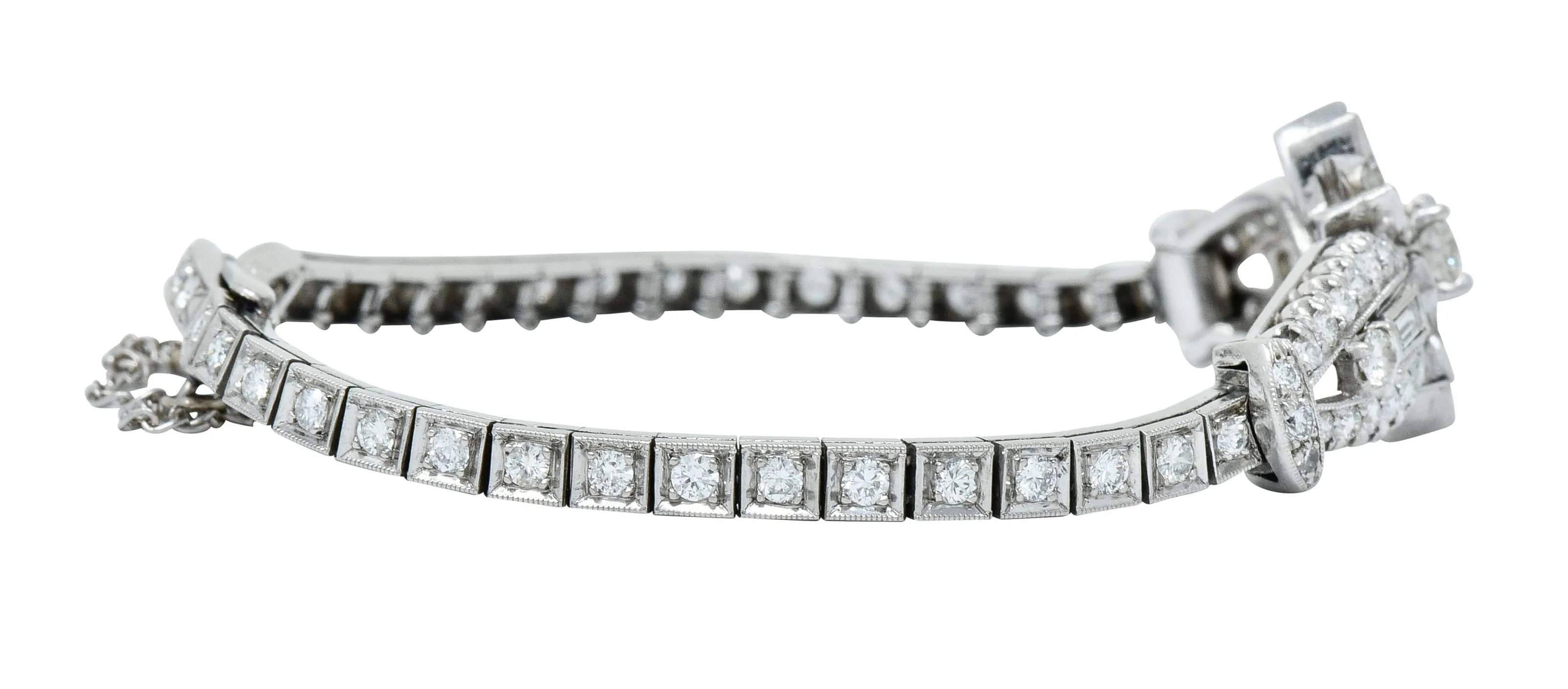 1950’s Mid-Century 4.00 CTW Diamond Platinum Floral Cluster Link Bracelet