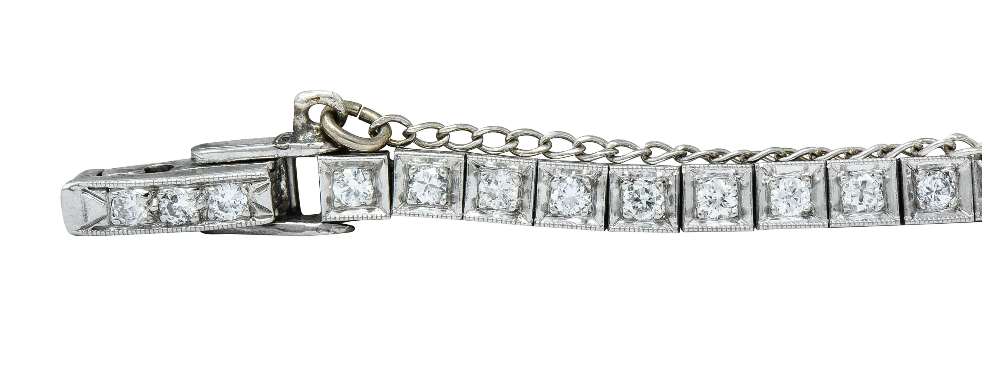 1950’s Mid-Century 4.00 CTW Diamond Platinum Floral Cluster Link Bracelet