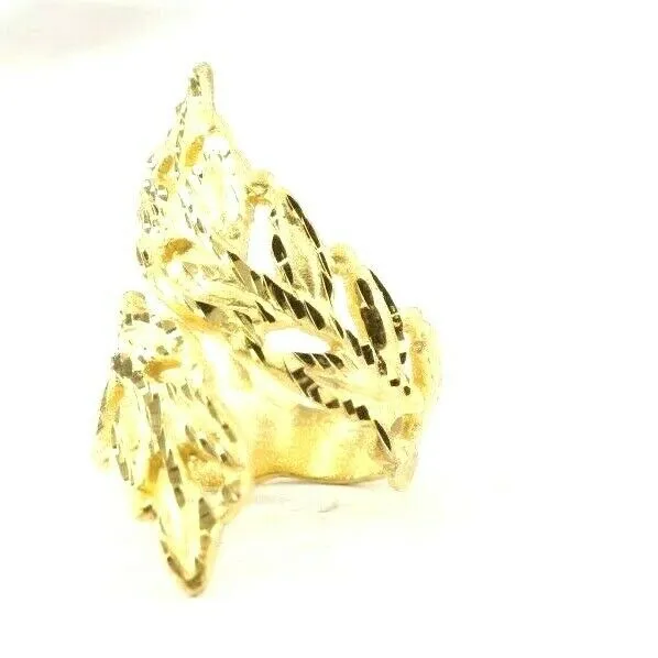 22k RIng Solid Gold ELEGANT Charm Floral Ring SIZE 8-1/2 RESIZABLE r2183