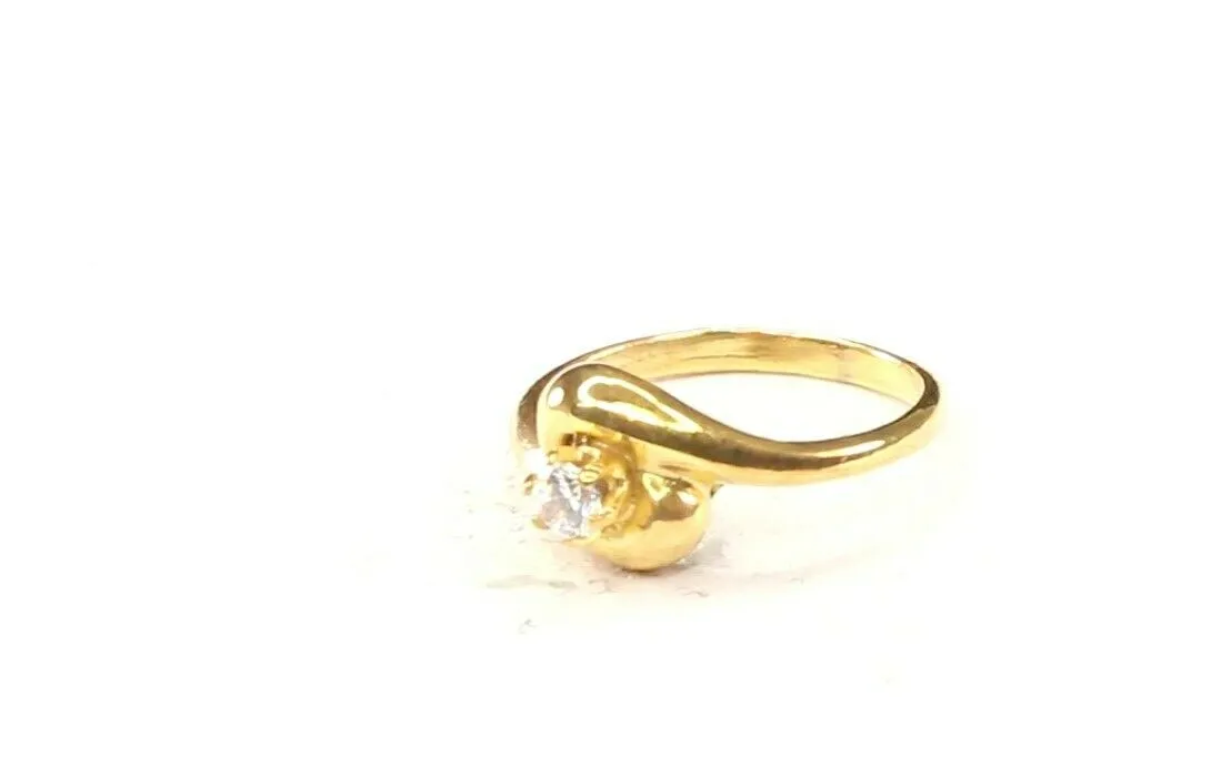 22k Ring Solid Gold ELEGANT Charm Woman Floral Band SIZE 6 RESIZABLE r2447