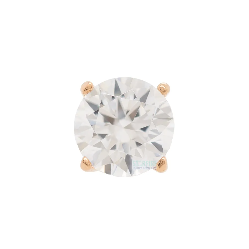 3.5mm Tiffany Prong-Set Brilliant-Cut Gem Threaded End in Rose Gold