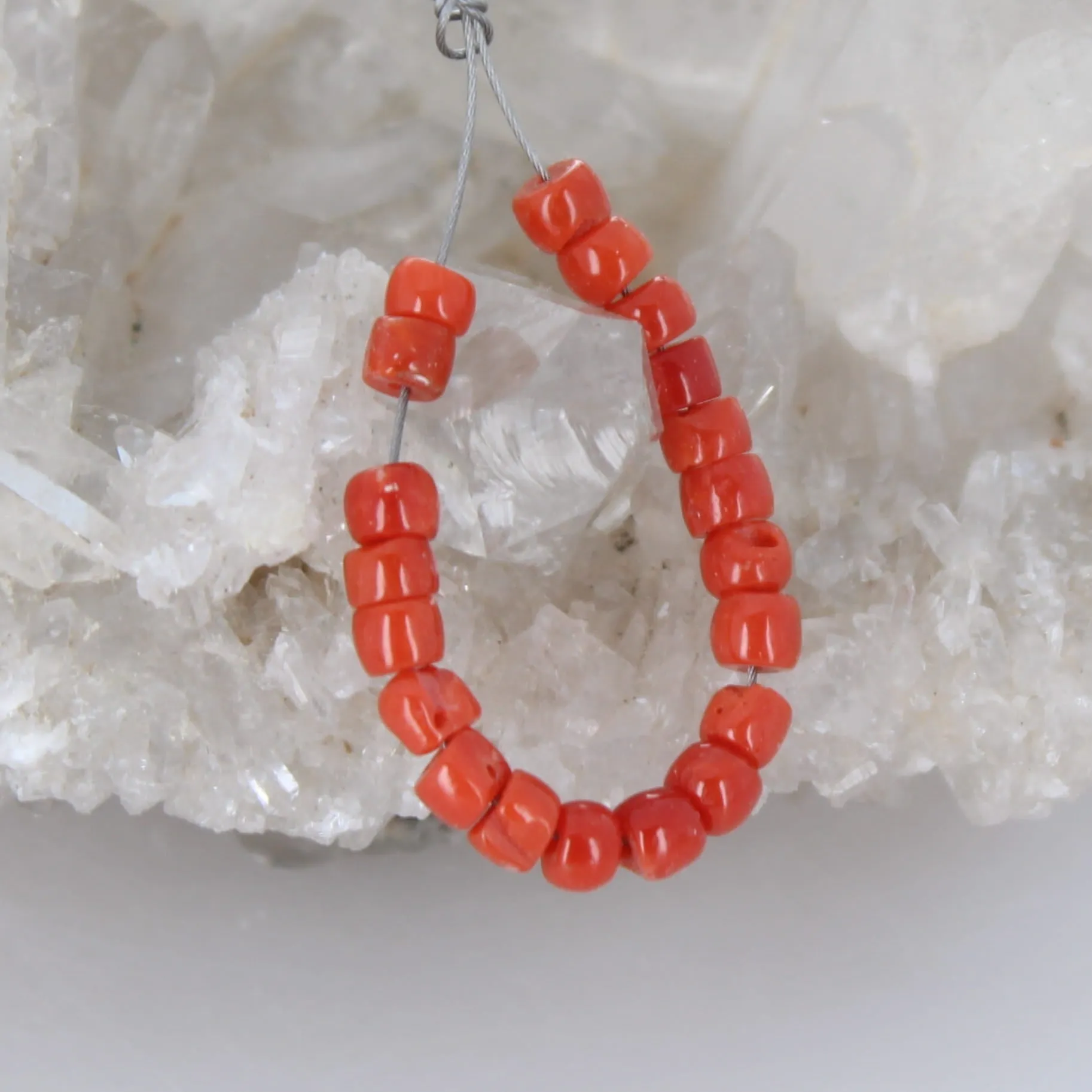 AAA Light Red Italian Coral Beads Pueblo Shaped 5mm 20 Beads