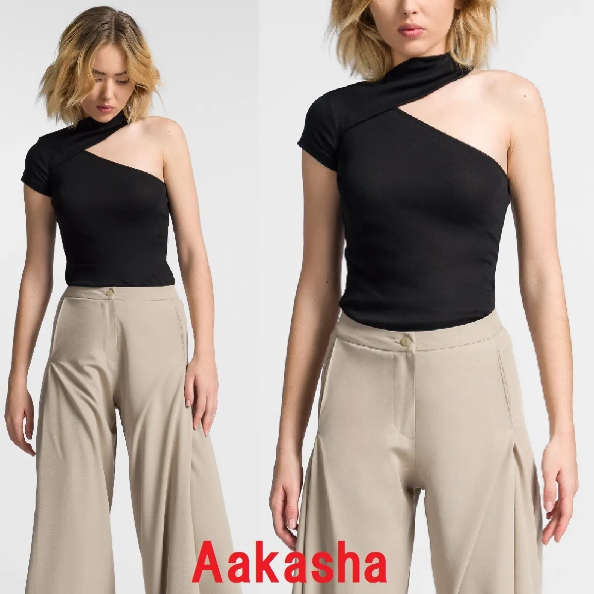 Aakasha  |Short Rib Sleeveless Street Style Plain Cotton Short Sleeves