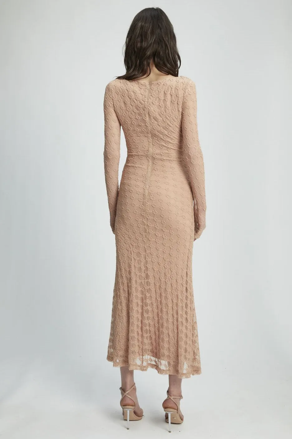 Adoni Lace Midi Dress - Biscuit