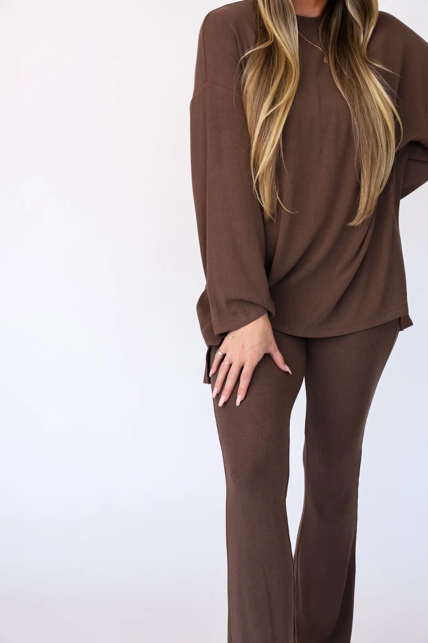 All Weekend Long Pant Set Long Sleeve Espresso