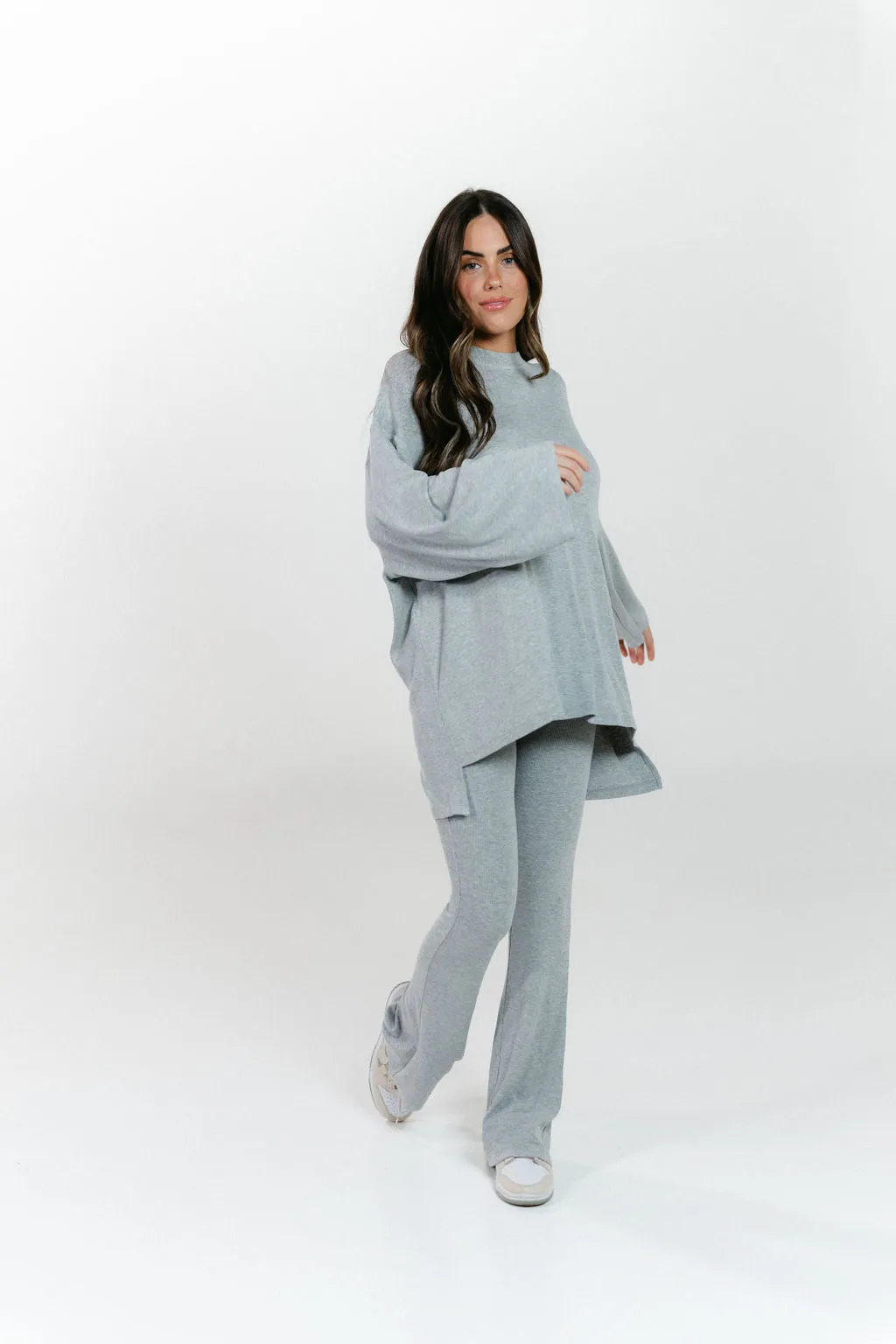 All Weekend Long Pant Set Long Sleeve Grey