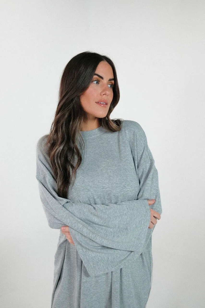 All Weekend Long Pant Set Long Sleeve Grey