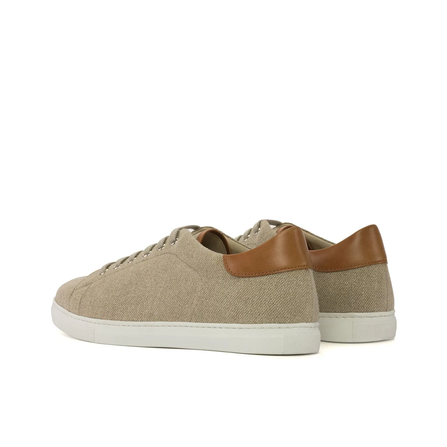 Ambrogio Bespoke Men's Shoes Beige Canvas Trainer (AMB2287)