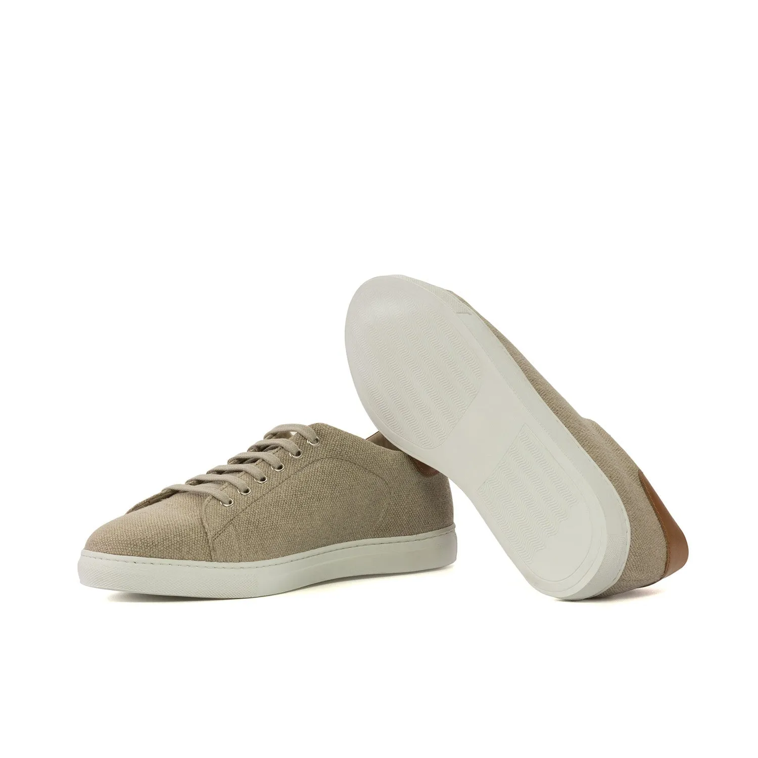 Ambrogio Bespoke Men's Shoes Beige Canvas Trainer (AMB2287)