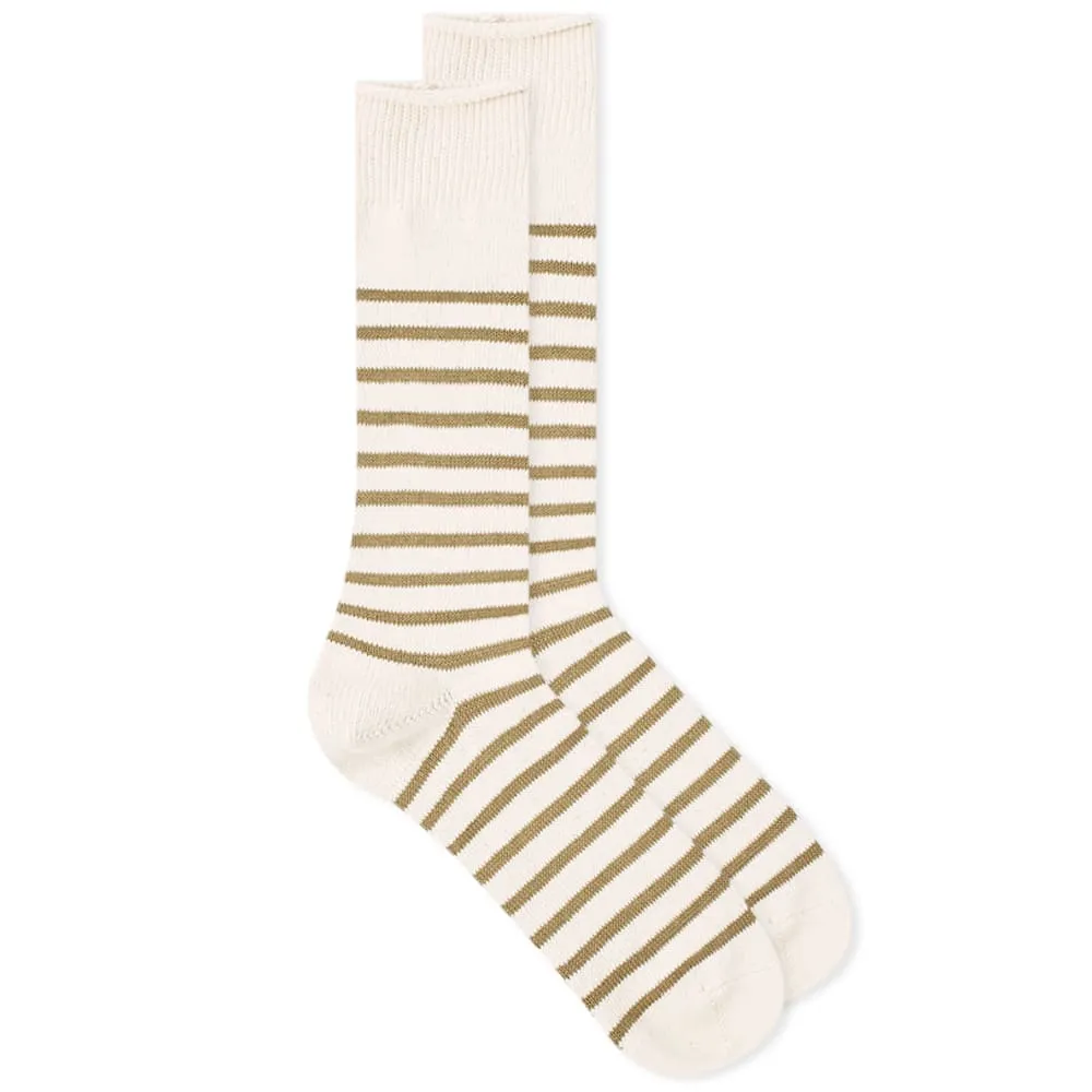 Anonymous Ism Recycled Cotton Stripe Crew SockKhaki