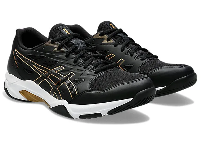 Asics Gel Rocket 11 Men's 2E (WIDE) Court Shoes, Black/Pure Gold