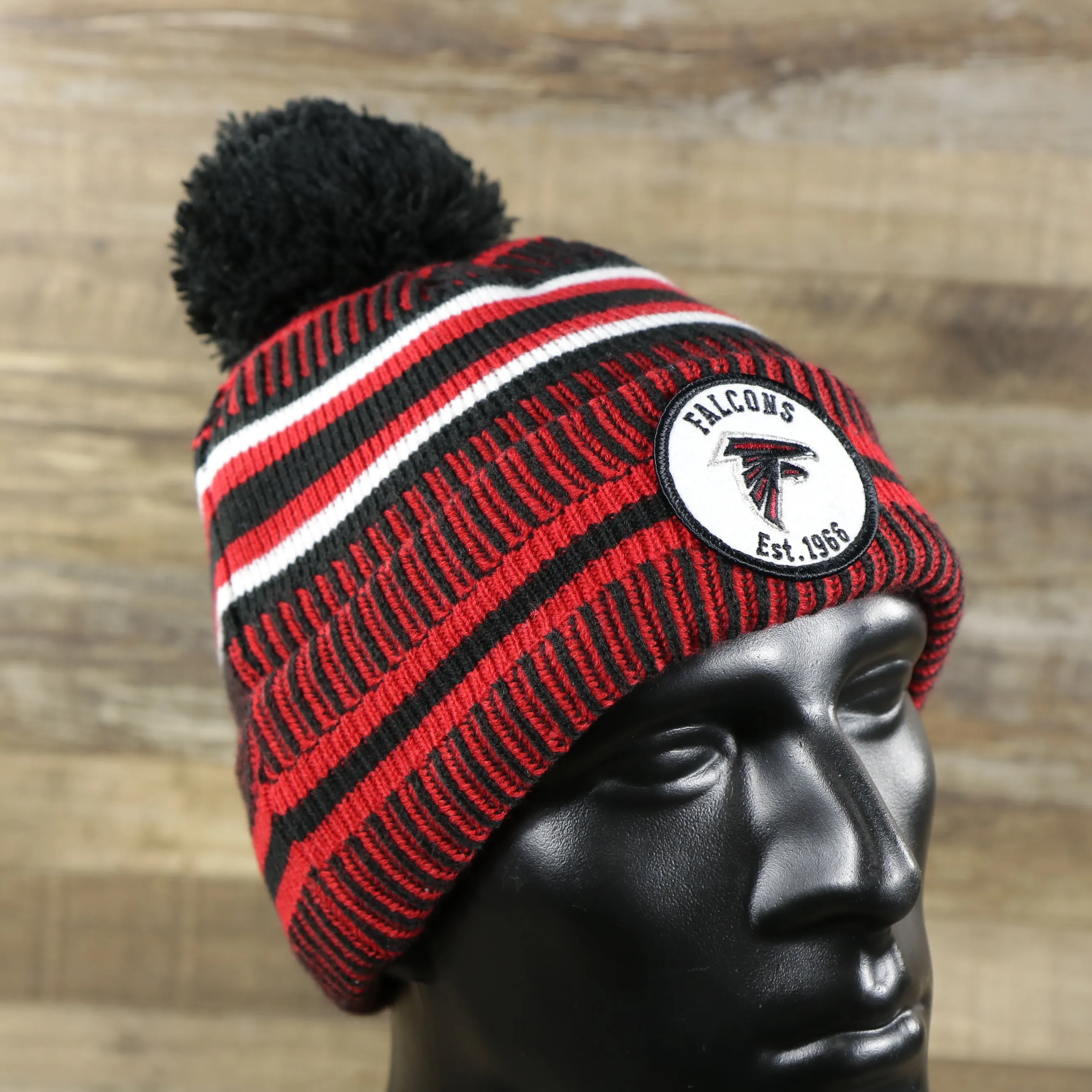 Atlanta Falcons On Field Sideline Cuffed Winter Knit Pom Pom Beanie | Red Winter Beanie