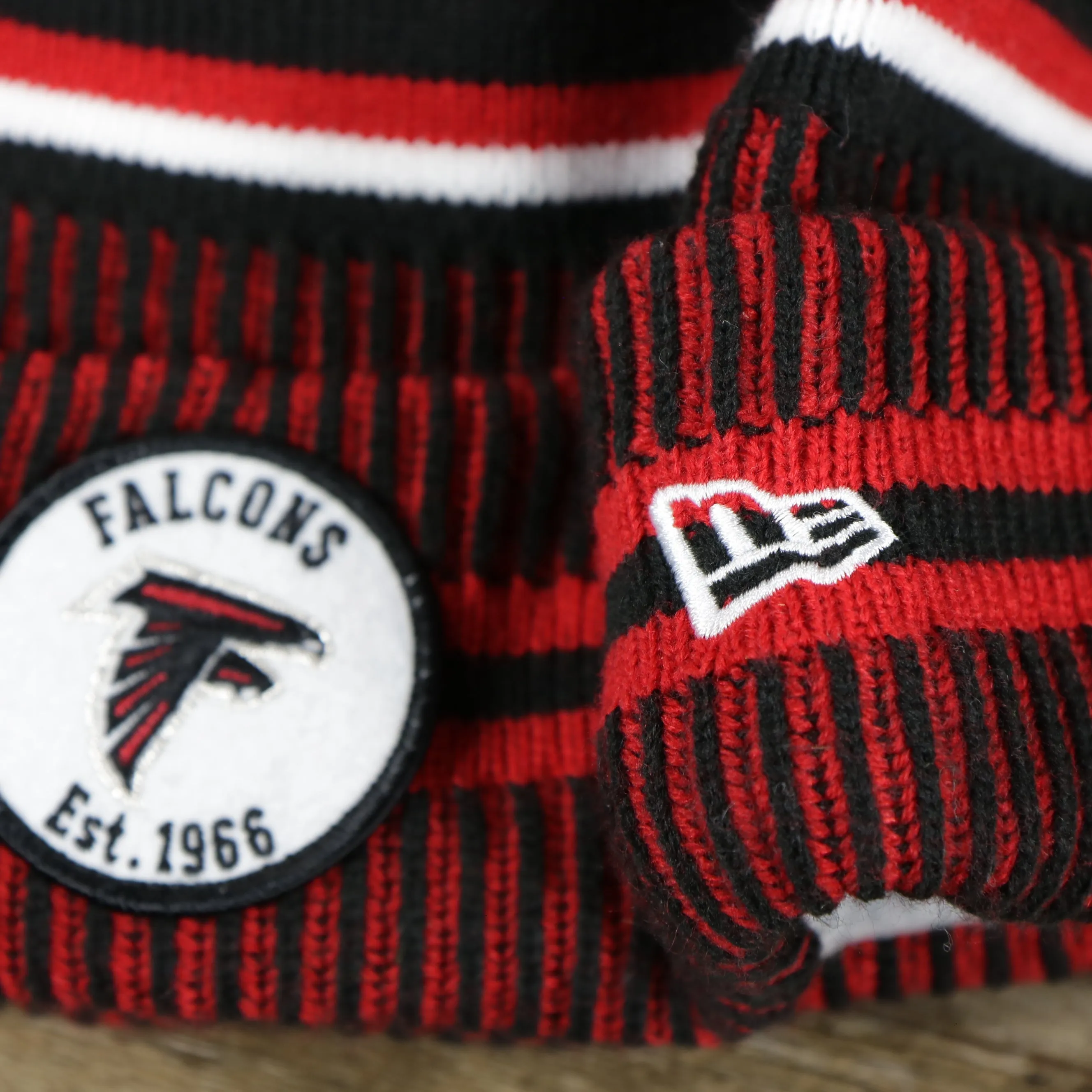 Atlanta Falcons On Field Sideline Cuffed Winter Knit Pom Pom Beanie | Red Winter Beanie