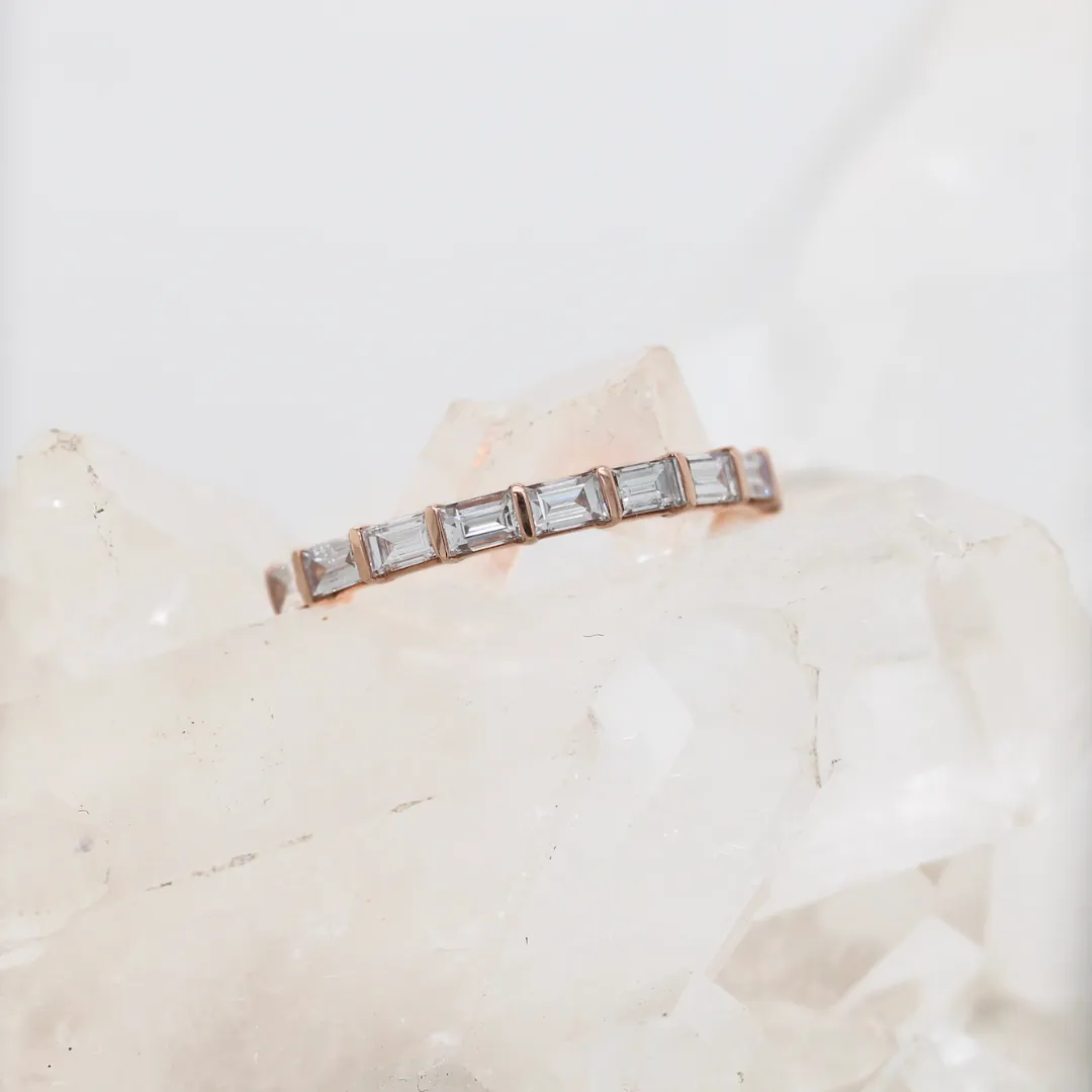 Baguette Band - White Diamonds - Rose Gold - Ready to Ship