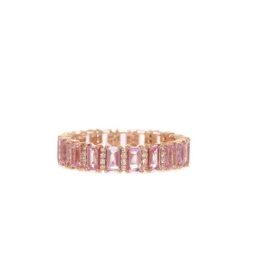 Baguette Pink Sapphire and Diamond Ring