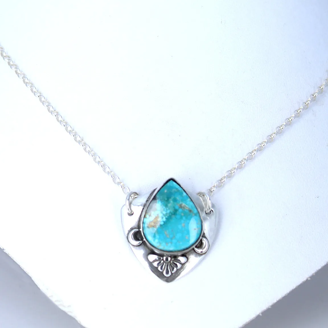 Beautiful Blue Moon Turquoise Pendant Sterling Southwest Nevada