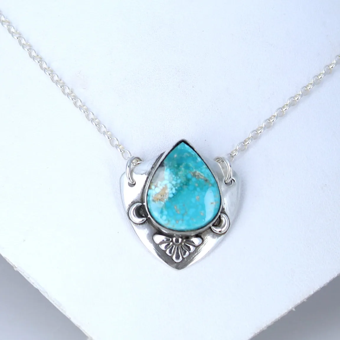 Beautiful Blue Moon Turquoise Pendant Sterling Southwest Nevada