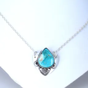 Beautiful Blue Moon Turquoise Pendant Sterling Southwest Nevada