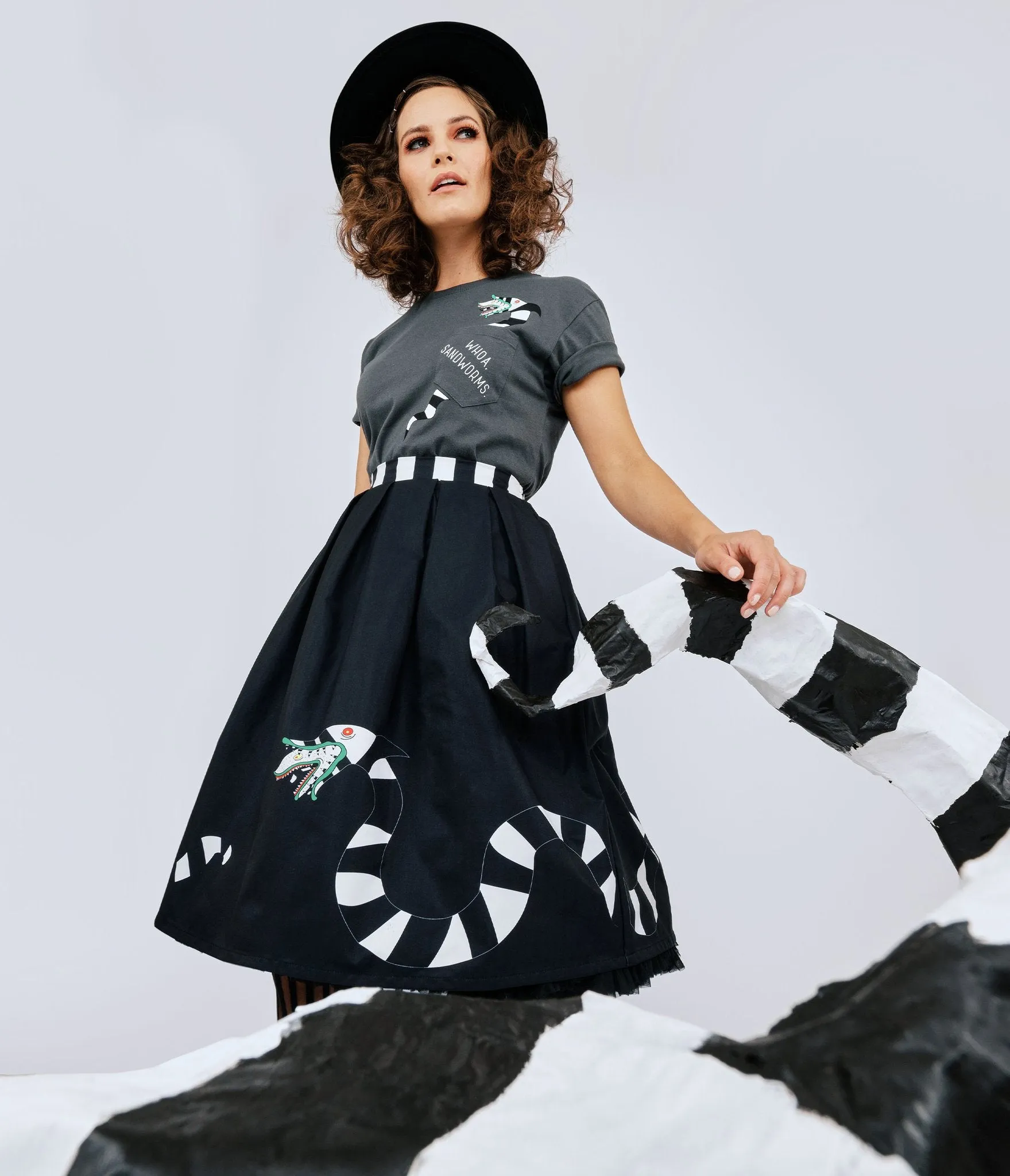 Beetlejuice x Unique Vintage Sandworm Jayne Swing Skirt (XS ONLY)