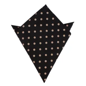 Black with Brown Polka Dots Pocket Square