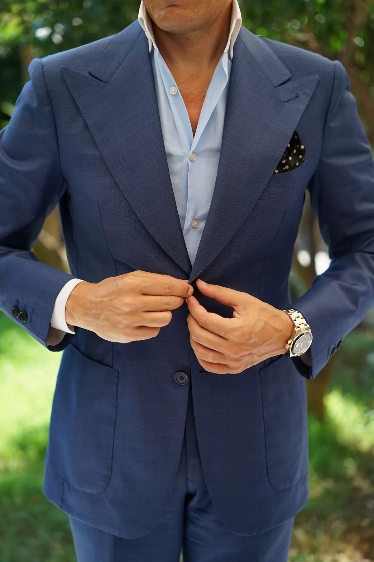 Black with Brown Polka Dots Pocket Square