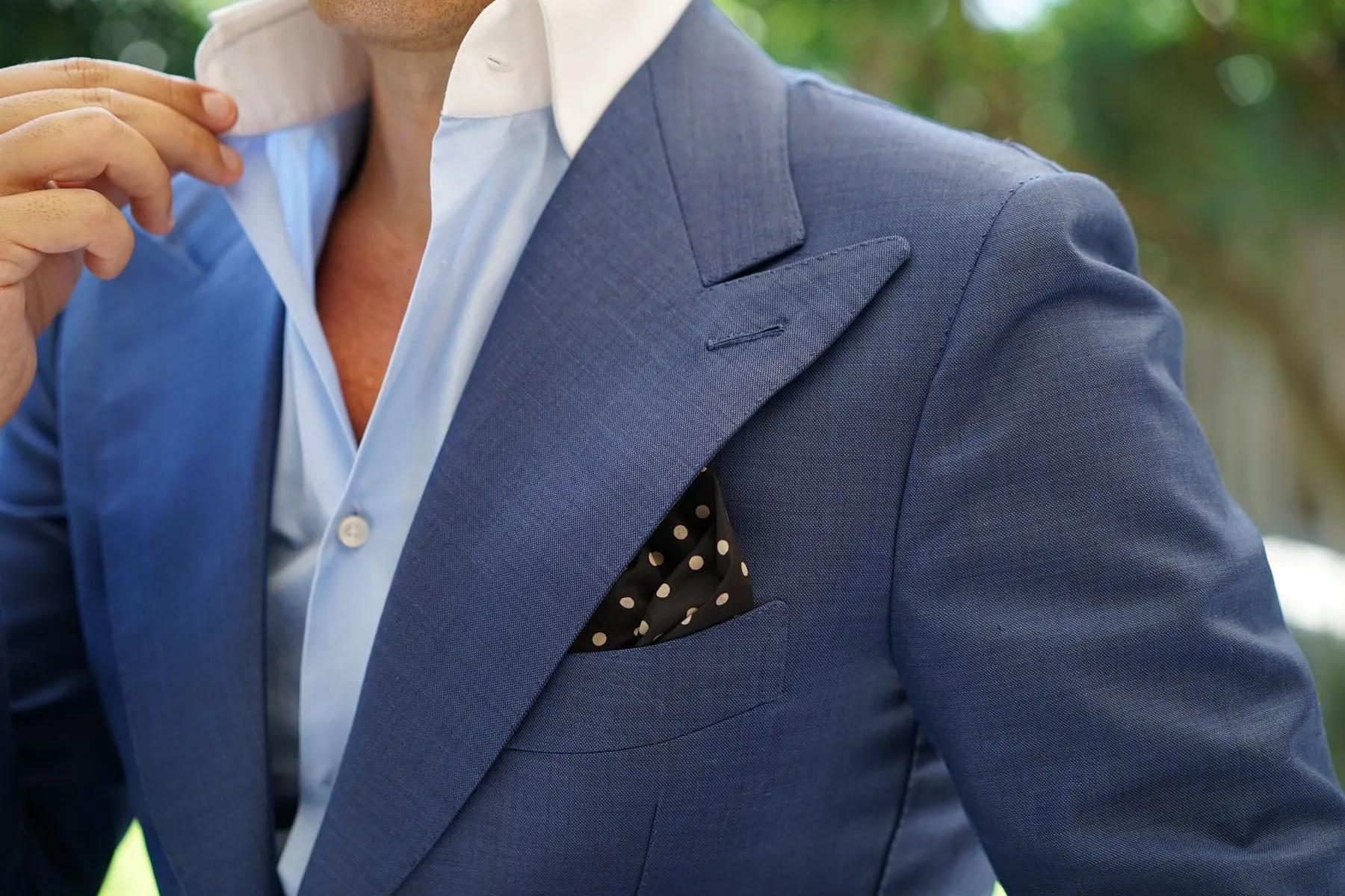 Black with Brown Polka Dots Pocket Square