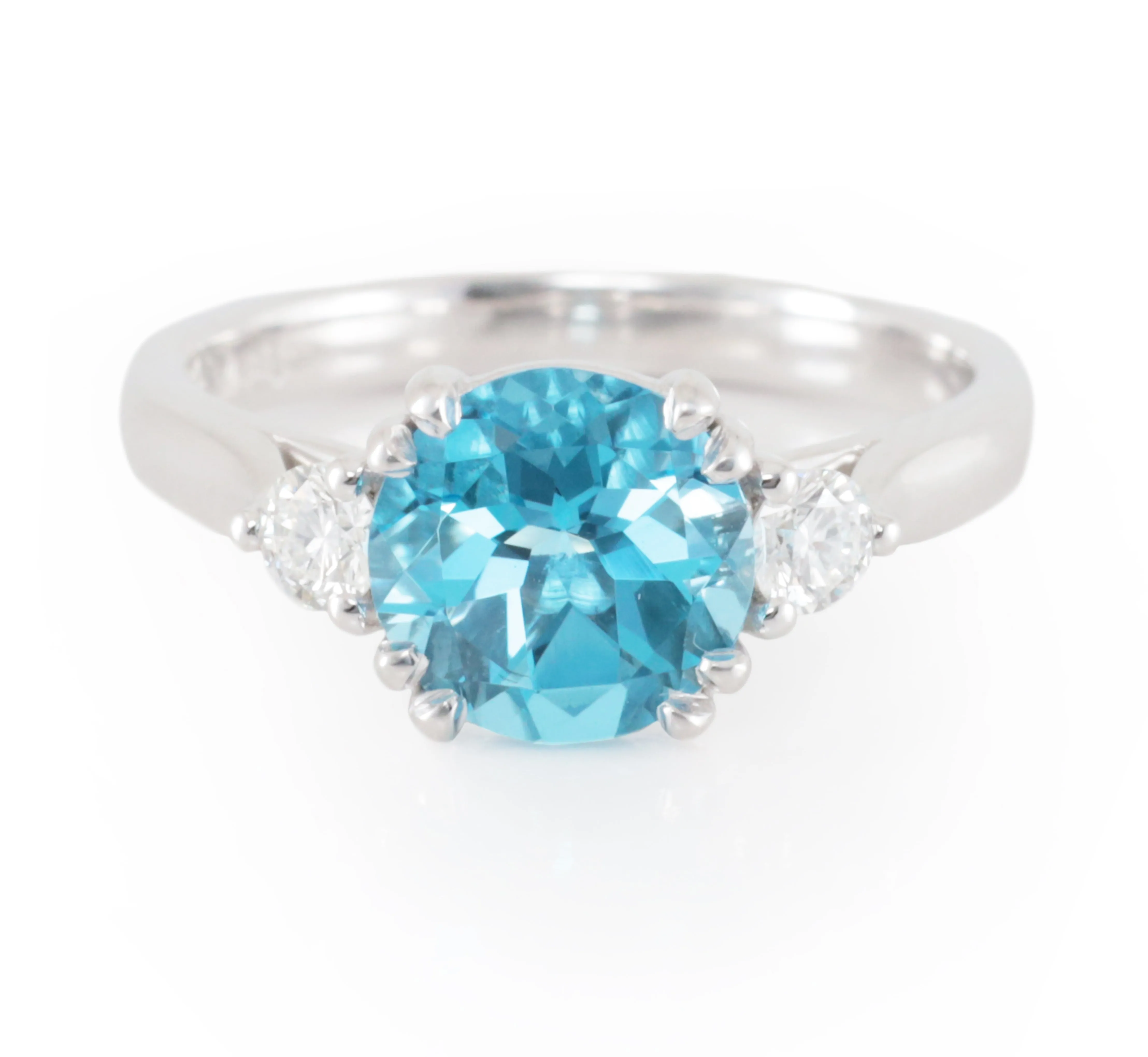 Blue Topaz and Diamond Ring in White Gold