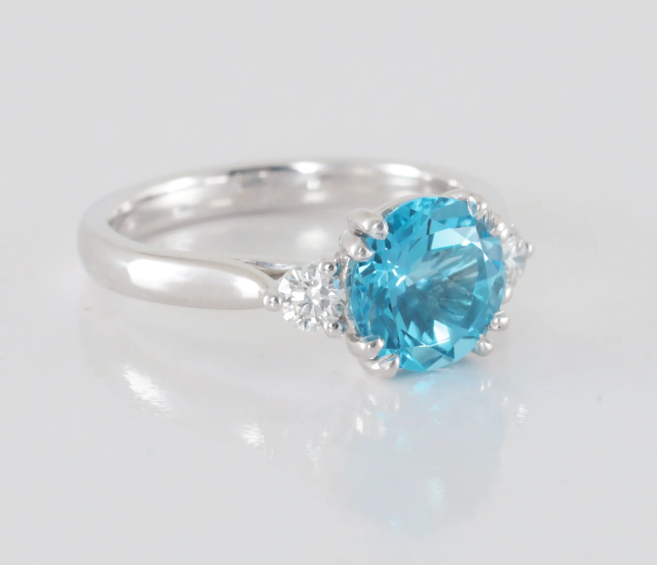 Blue Topaz and Diamond Ring in White Gold