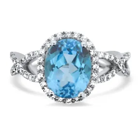 Blue Topaz and Diamond Ring