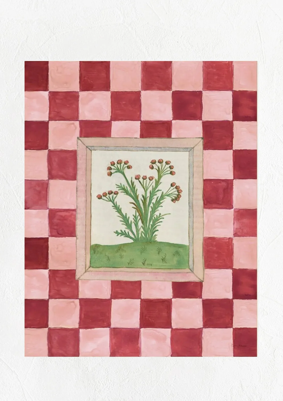 Book of Herbs Print in Red Checker