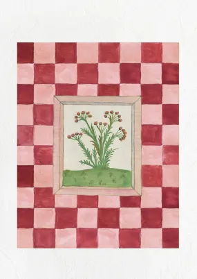 Book of Herbs Print in Red Checker