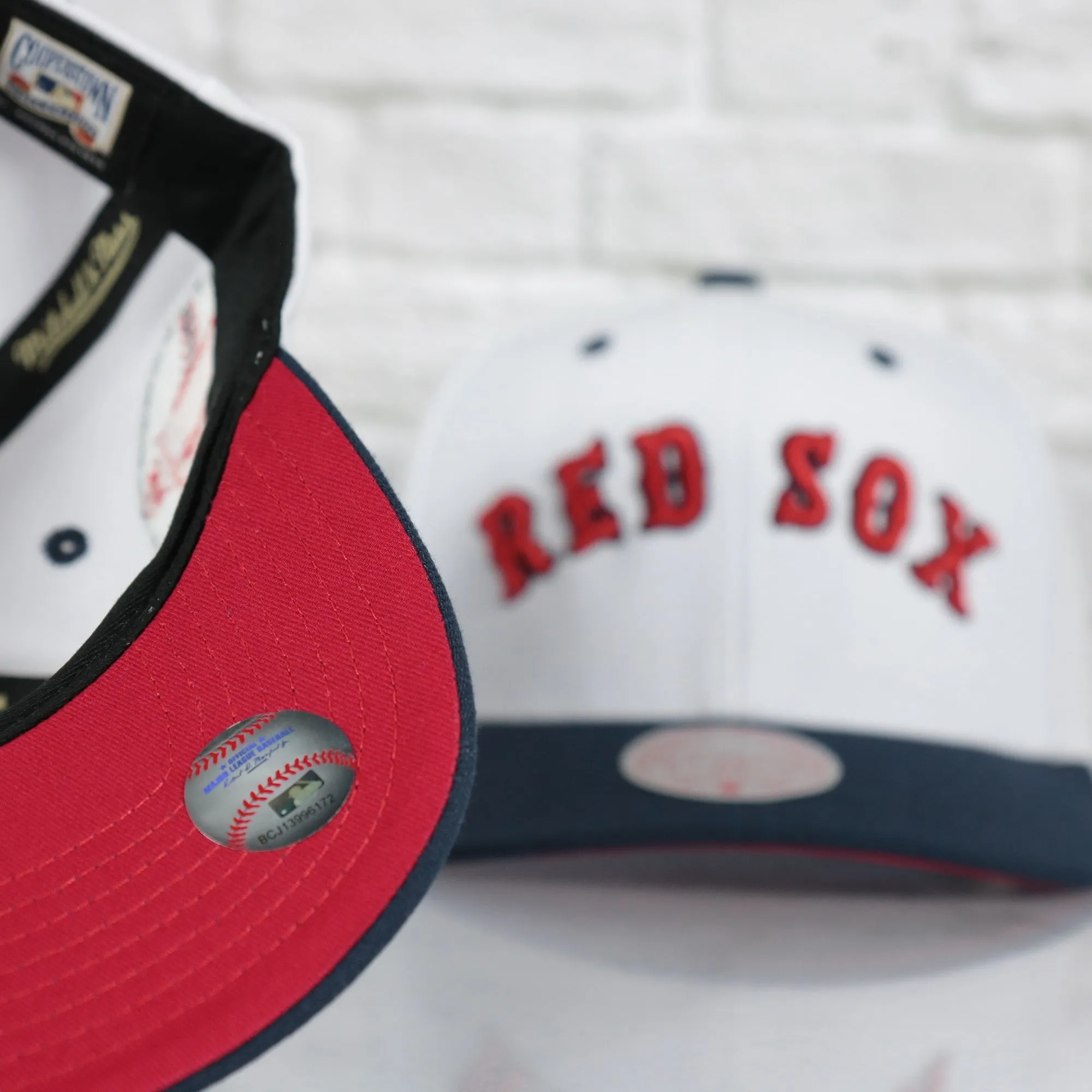 Boston Red Sox Cooperstown Red Sox Jersey Script 1961 Red Sox logo side patch Evergreen Pro | White/Navy Snapback Hat