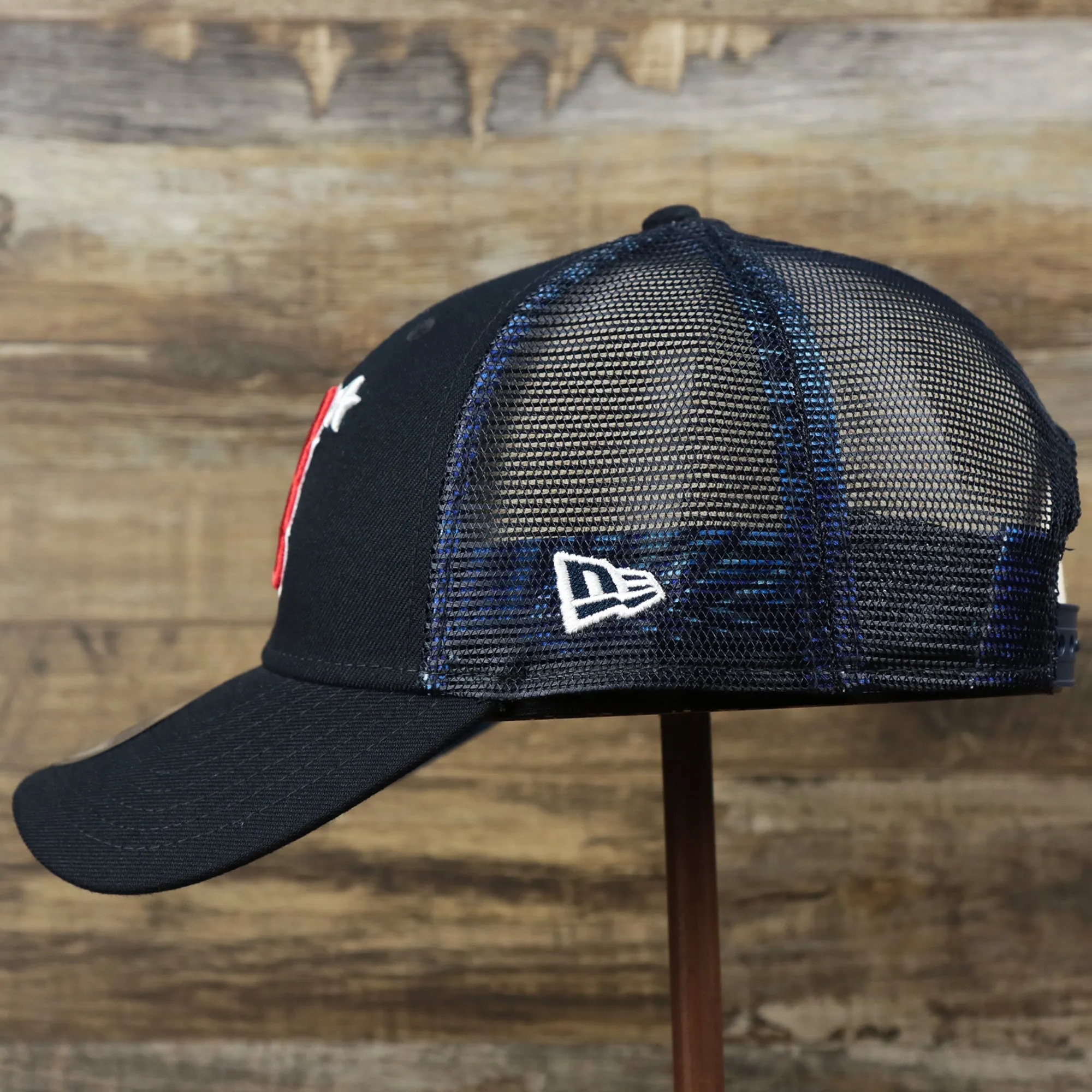 Boston Red Sox Metallic All Star Game MLB 2022 Side Patch 9Forty Mesh Trucker | ASG 2022 Navy Blue Trucker Hat