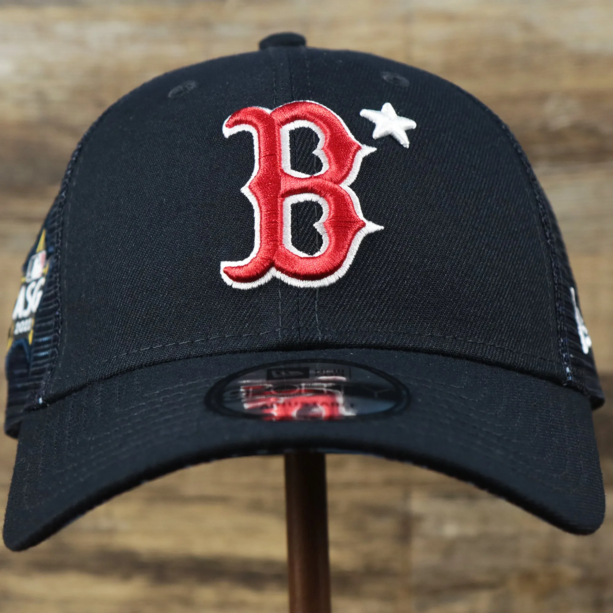 Boston Red Sox Metallic All Star Game MLB 2022 Side Patch 9Forty Mesh Trucker | ASG 2022 Navy Blue Trucker Hat