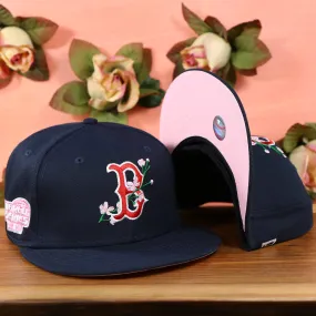 Boston Red Sox Pink UV Sakura 59Fifty Bloom Side Patch Fitted Cap | Navy Blue